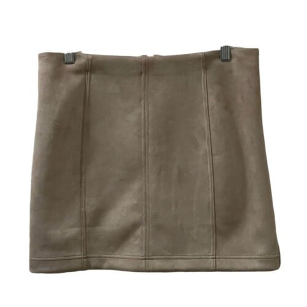 Shinestar Beige Mini Skirt Faux Suede Back Zipper Straight Size Large